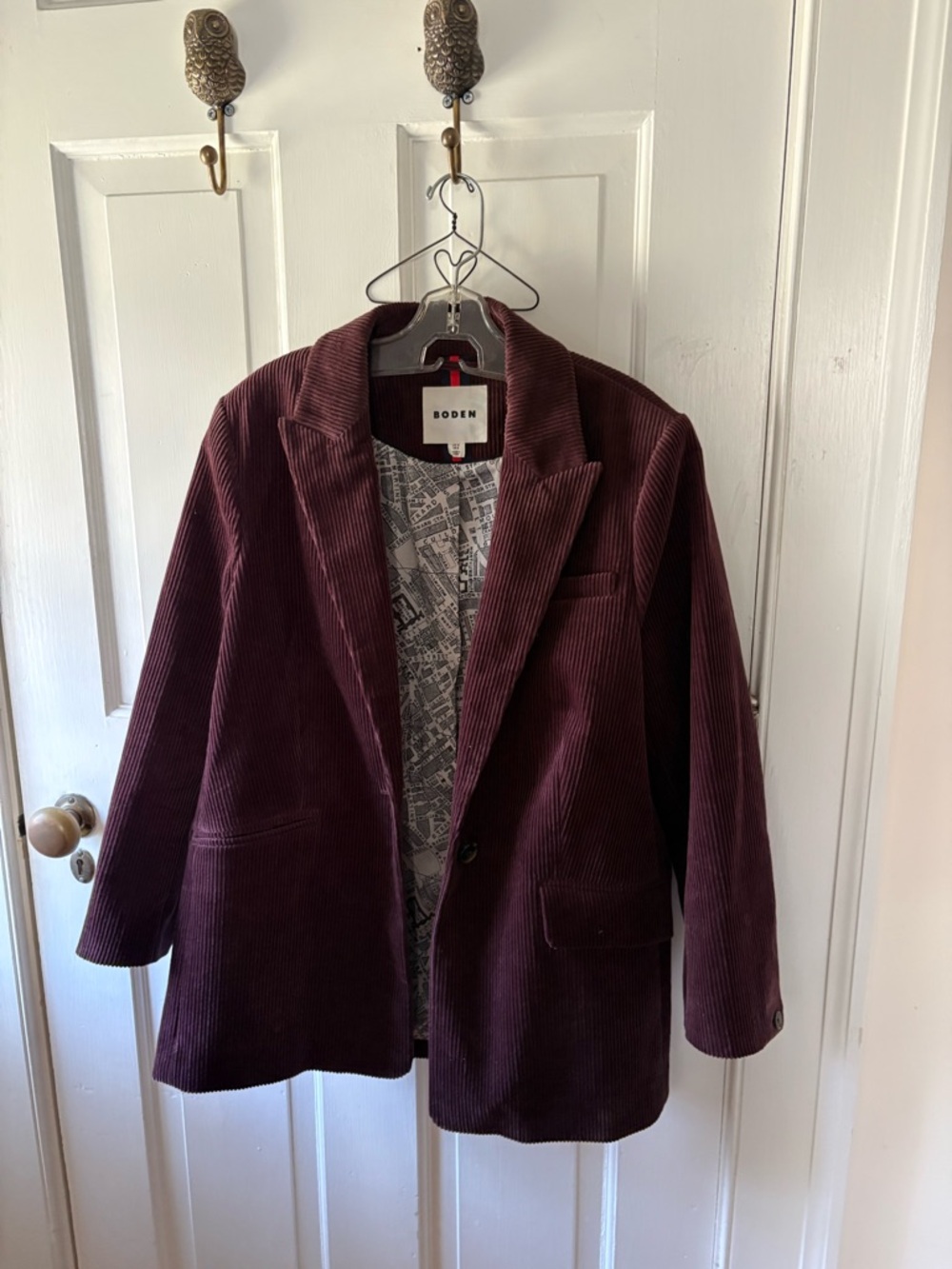 Boden Women's Corduroy Blazer in Deep Burgundy/plum